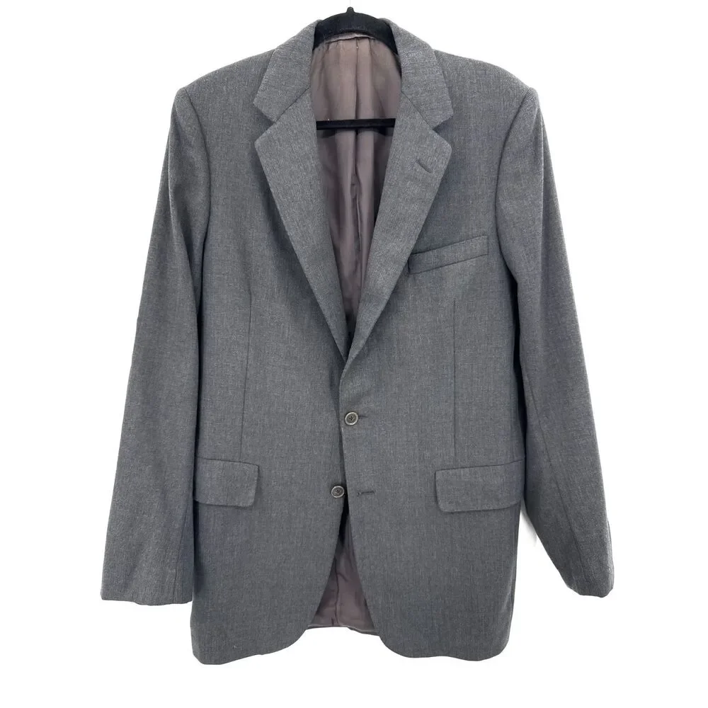 BURBERRY Vintage Dark Gray 2 Button Blazer Jacket Size Large 40